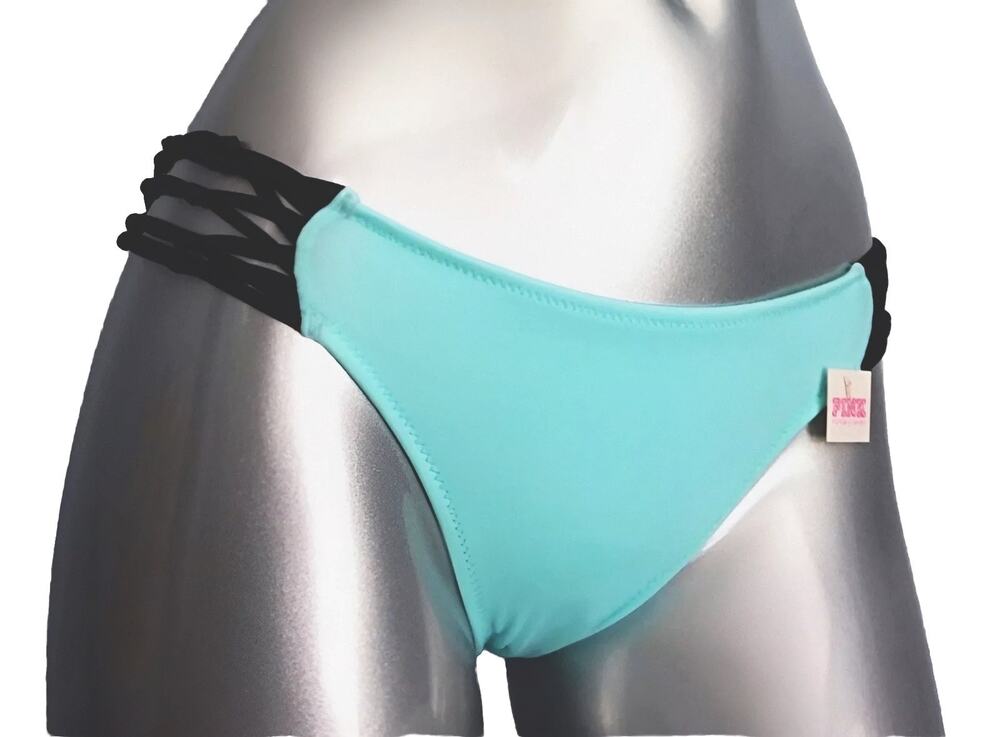 X Small  Victoria Secret Women Panties Swimwear Bottom Baby Blue Waist 25-27”